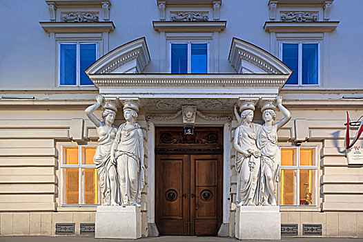 女像柱,入口,建造,维也纳,奥地利,欧洲