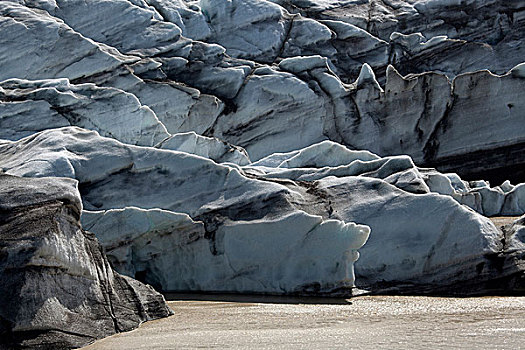冰,冰河,痕迹,火山灰,冰山,瓦特纳冰川国家公园,南方,冰岛,欧洲