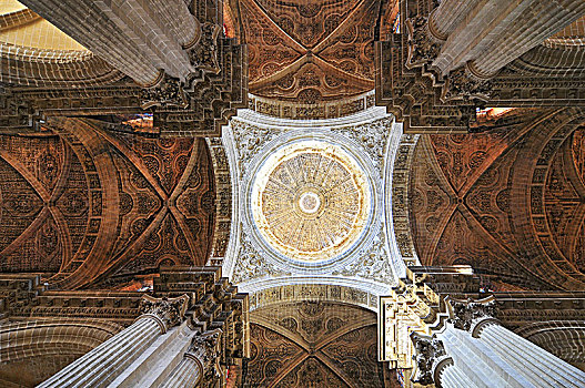 球形,天花板,大教堂,卡迪兹,安达卢西亚,西班牙,西欧