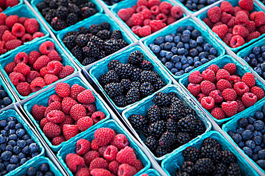 篮子,有机,蓝莓,树莓,黑莓,市场