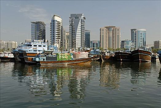 木质,独桅三角帆船,迪拜河,酋长国,迪拜,阿联酋,中东