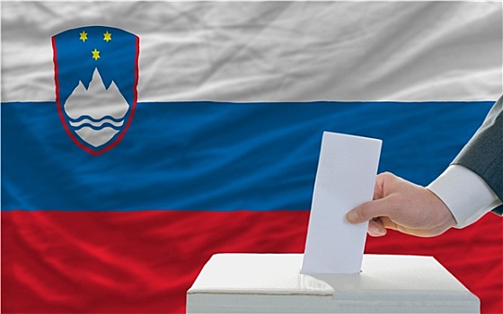 男人,投票,选举,斯洛文尼亚,正面,旗帜