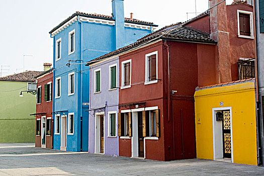 意大利,威尼斯,布拉诺岛,特色,街道,排列,彩色,房子