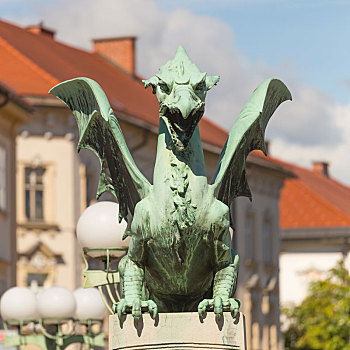 著名,龙,桥,象征,卢布尔雅那,斯洛文尼亚,欧洲