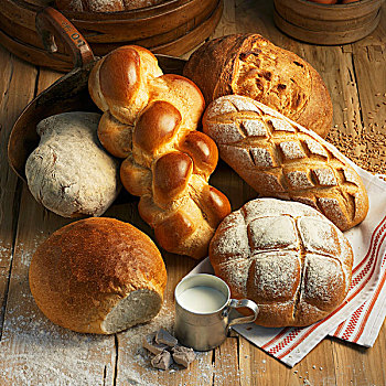 种类,面包,甜,德国南部,乡村,木质,表面