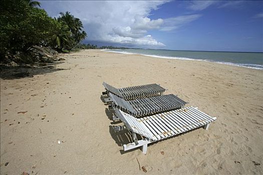 太阳椅,海滩,斯里兰卡,亚洲