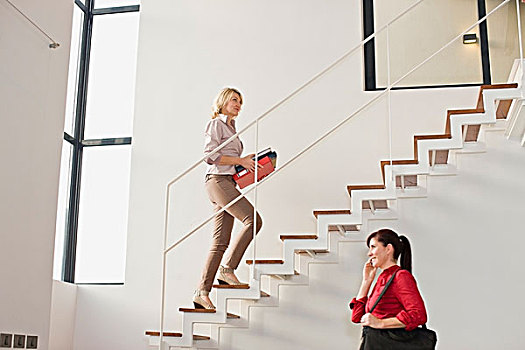 职业女性,爬梯,办公室