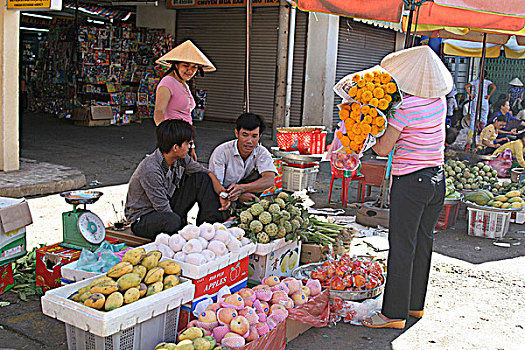 水果,摊贩,市场,越南