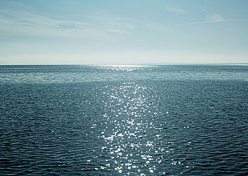 太阳,闪光,水面,湖