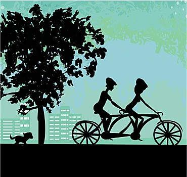 情侣,自行车,城市