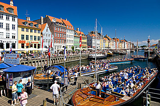 游览船,纽哈温运河,运河,哥本哈根,丹麦,欧洲