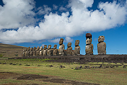 智利,复活节岛,努伊,拉帕努伊国家公园,大,雕塑,仪式,玻利尼西亚