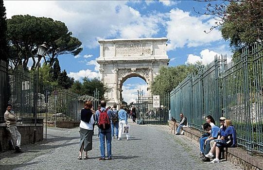 游客,古罗马广场,发掘场,罗马,意大利,欧洲,世界遗产