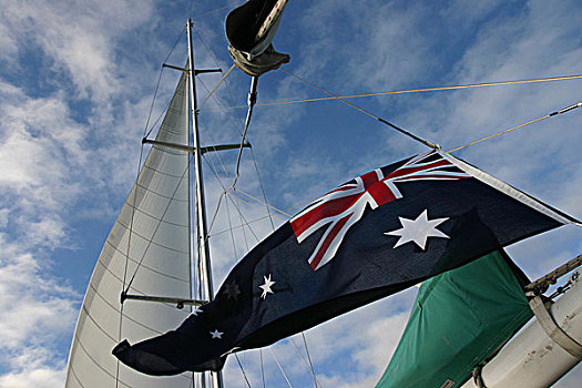 南极,海峡,下午,太阳,澳大利亚国旗,飞,悉尼,航行,靠近,岛屿