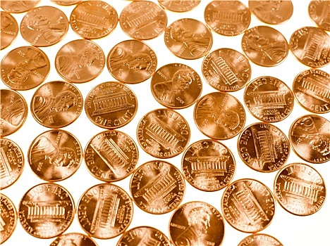 复古,看,美元,硬币,1分,小麦,便士,分币