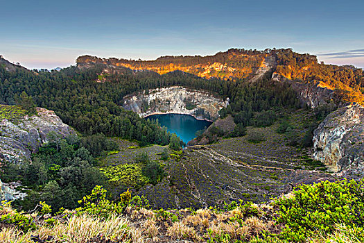 一个,三个,火山口,湖,顶峰,岛屿,印度尼西亚