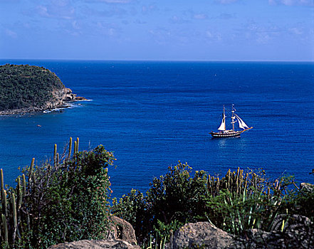 海盗船,英国,港口,安提瓜岛,西印度群岛