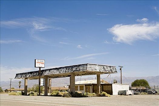 空,加油站,莫哈维沙漠,加利福尼亚,美国