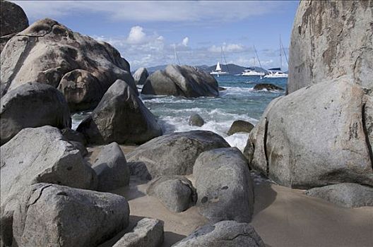 石头,海滩,维京果岛,英属维京群岛