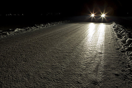 冰,道路,夜晚