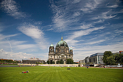 柏林大教堂,大教堂,风景,草地,酒店,地区,柏林,德国,欧洲
