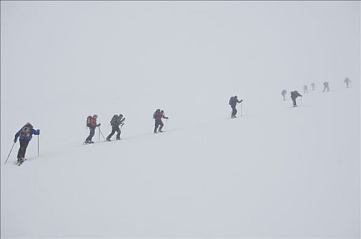 边远地区,滑雪者,向上,山,针,顶峰,海岸山脉,不列颠哥伦比亚省,加拿大