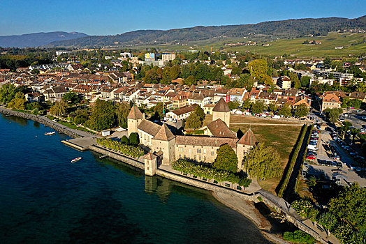城堡,城镇,日内瓦湖,沃州,瑞士,欧洲