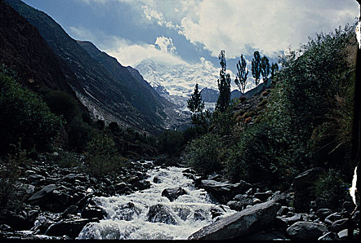山川,流动,著名,顶峰,喜马拉雅山,北方,区域,巴基斯坦,九月,2008年