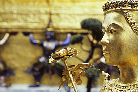 泰国,曼谷,大皇宫,镀金,青铜,宗教,雕塑,魔鬼,背景