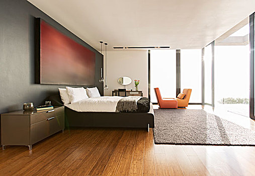 地毯,描绘,现代,卧室