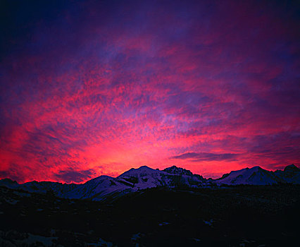 红色,日出,上方,内华达山脉