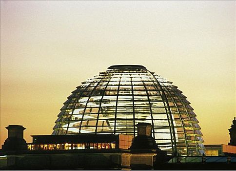 穹顶,新,座椅,政府,日落,晚间,柏林,德国,欧洲,玻璃