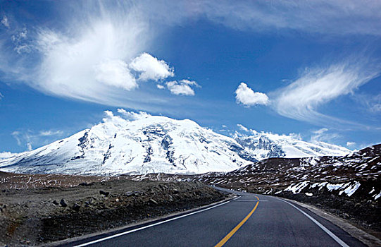 西藏的雪山和路
