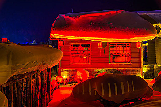 黑龙江雪乡夜景