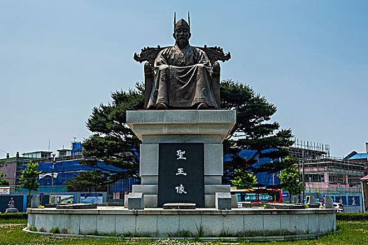 雕塑,山,要塞,公园,韩国