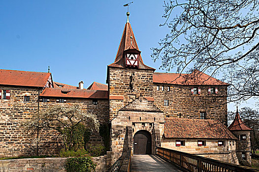 城堡,皇家,住宅,14世纪,中间,弗兰克尼亚,巴伐利亚,德国,欧洲