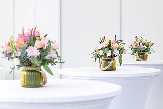 漂亮,插花,白色背景,节日餐桌