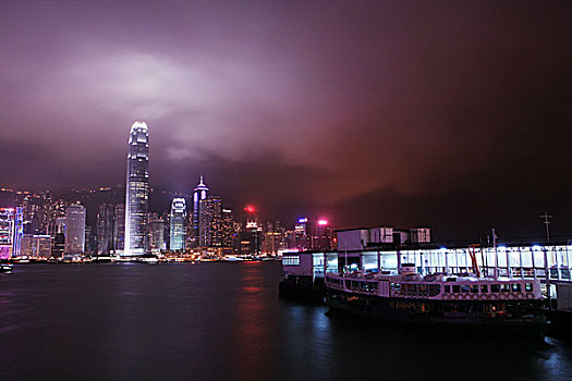 香港,五月,夜景,港口,2009年