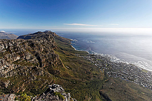 桌山,俯视,靠近,坎普斯湾,开普敦,南非