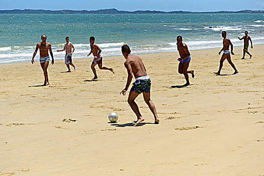 玩,足球,海滩,东北方,海岸,巴西,南美