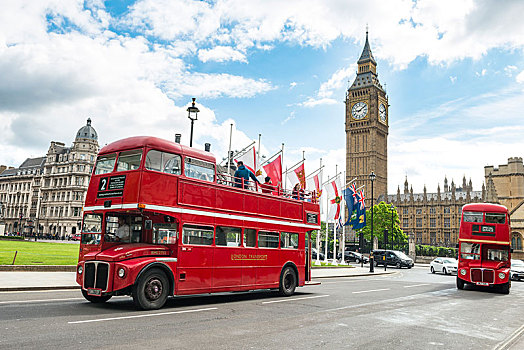 红色,双层汽车,大本钟,威斯敏斯特宫,伦敦,英格兰,英国