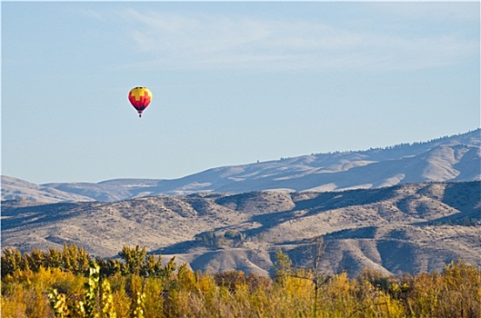 热气球,飞跃,山麓