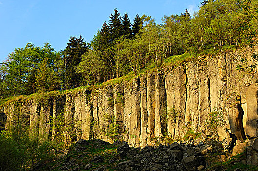 自然遗产,玄武岩,柱子,山,萨克森,德国,欧洲