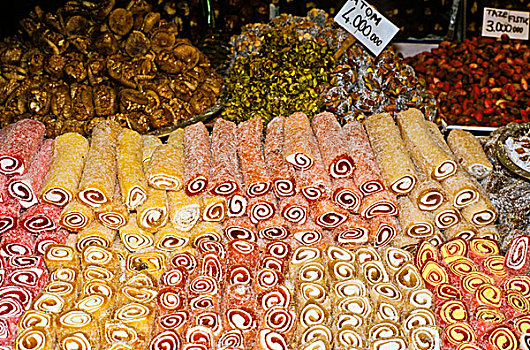 土耳其,甜食,出售,市场,伊斯坦布尔,欧洲
