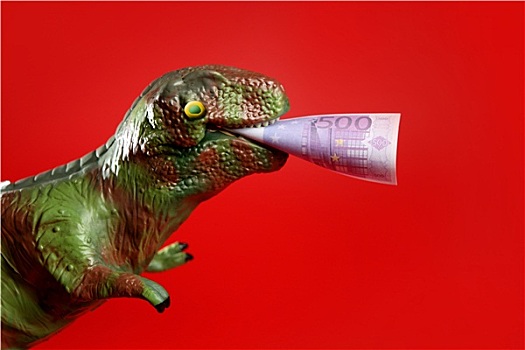 玩具,恐龙,欧元钞票