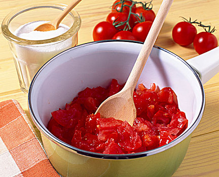 准备,西红柿,按部就班,通心粉,脆皮焦层,小,蔬菜