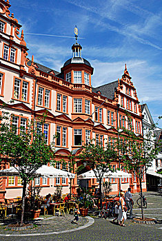 建筑,古登堡,博物馆,老城,美因茨,莱茵兰普法尔茨州,德国,欧洲