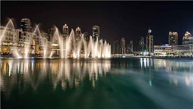 迪拜,喷泉,湖