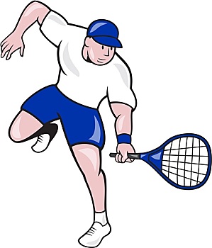 网球手,球拍,卡通