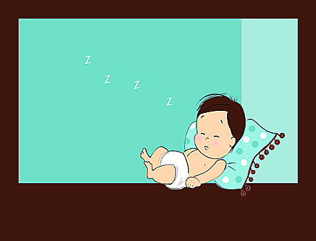 插画,婴儿,睡觉